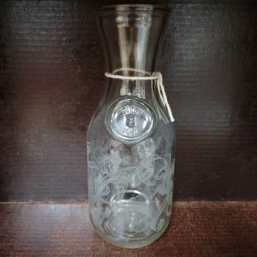 Vintage Paul Masson Wine Decanter Norman Kosarin 1989 Etched Flowers 9 3/4"